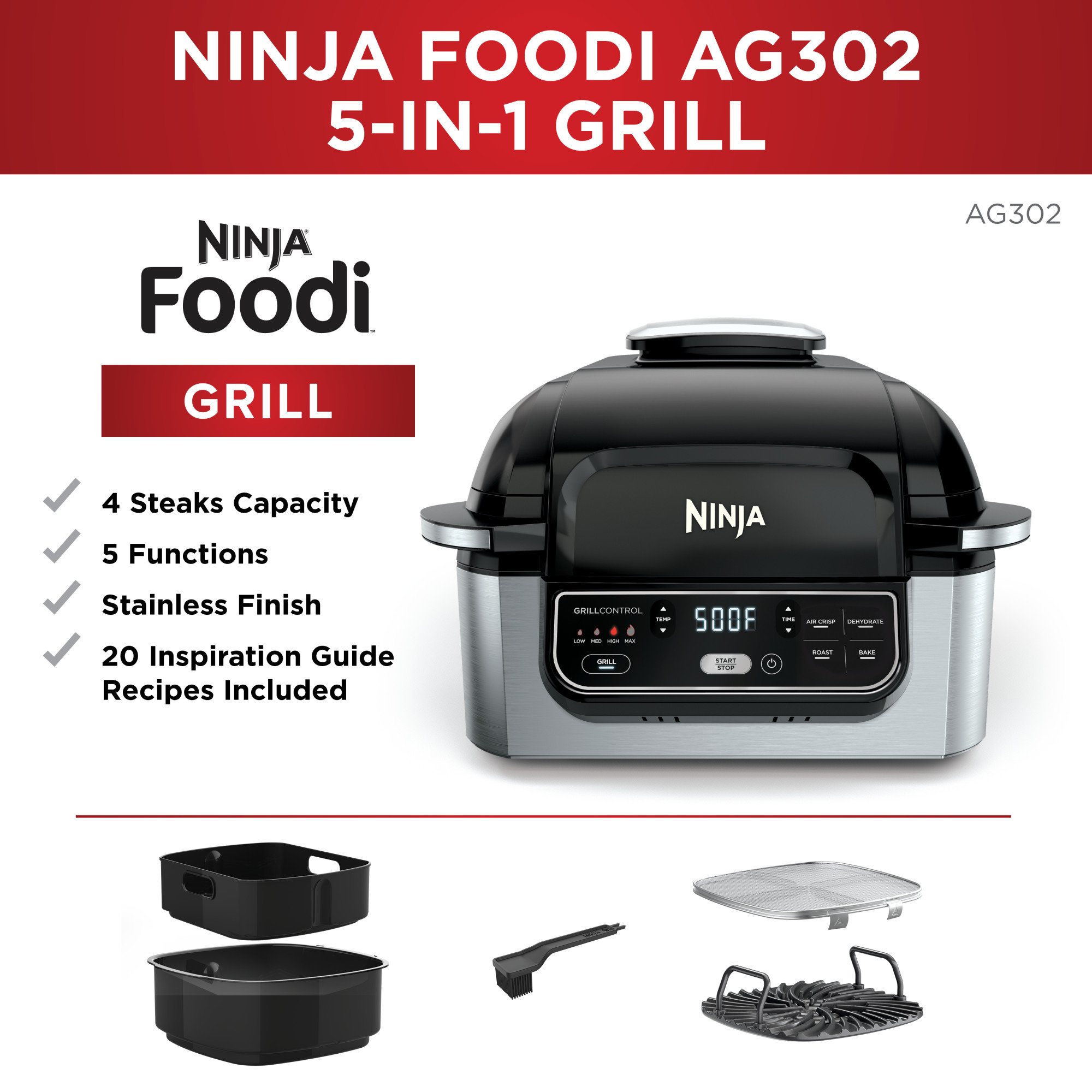 NEW Ninja Foodi 5-in-1 Indoor outlet Grill